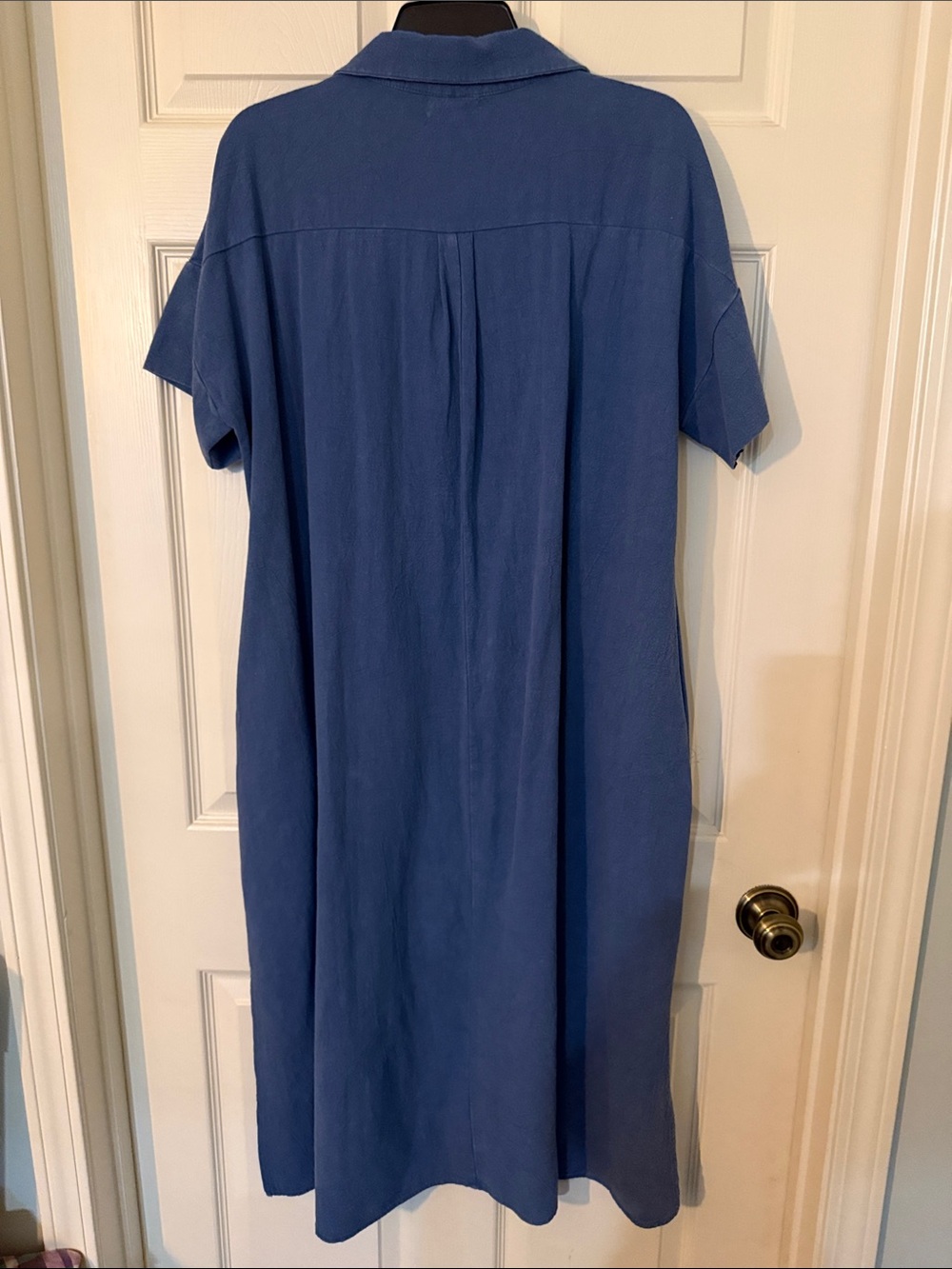 Anniewear Slate Blue Mineral Washed Johnny Collar Woven Maxi Dress - Picture 3 of 3